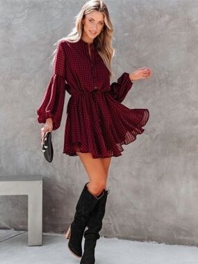 Vici Manchester Adjustable Balloon Sleeve Dress small